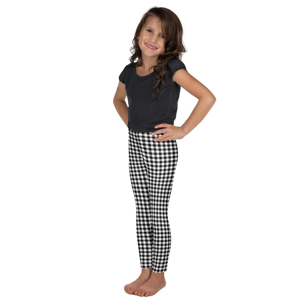 Black & White Gingham Kid's Leggings