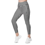 Black & White Gingham Leggings With Pockets