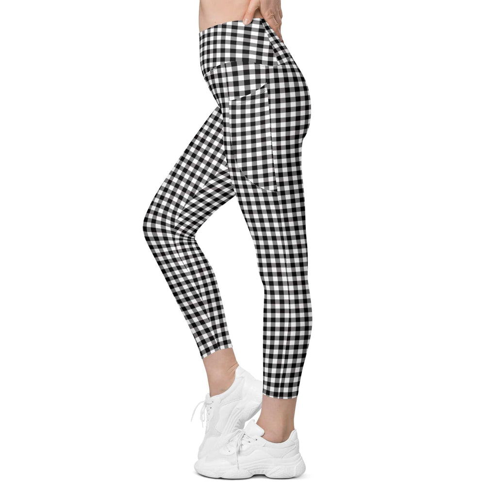 Black & White Gingham Leggings With Pockets