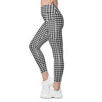 Black & White Gingham Leggings With Pockets