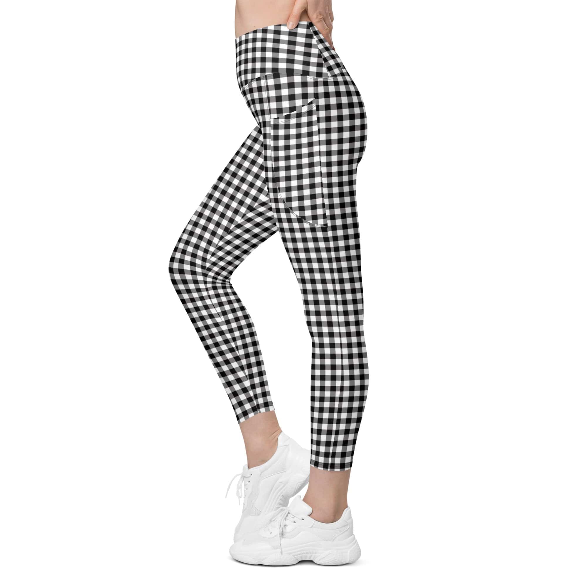Black & White Gingham Leggings With Pockets
