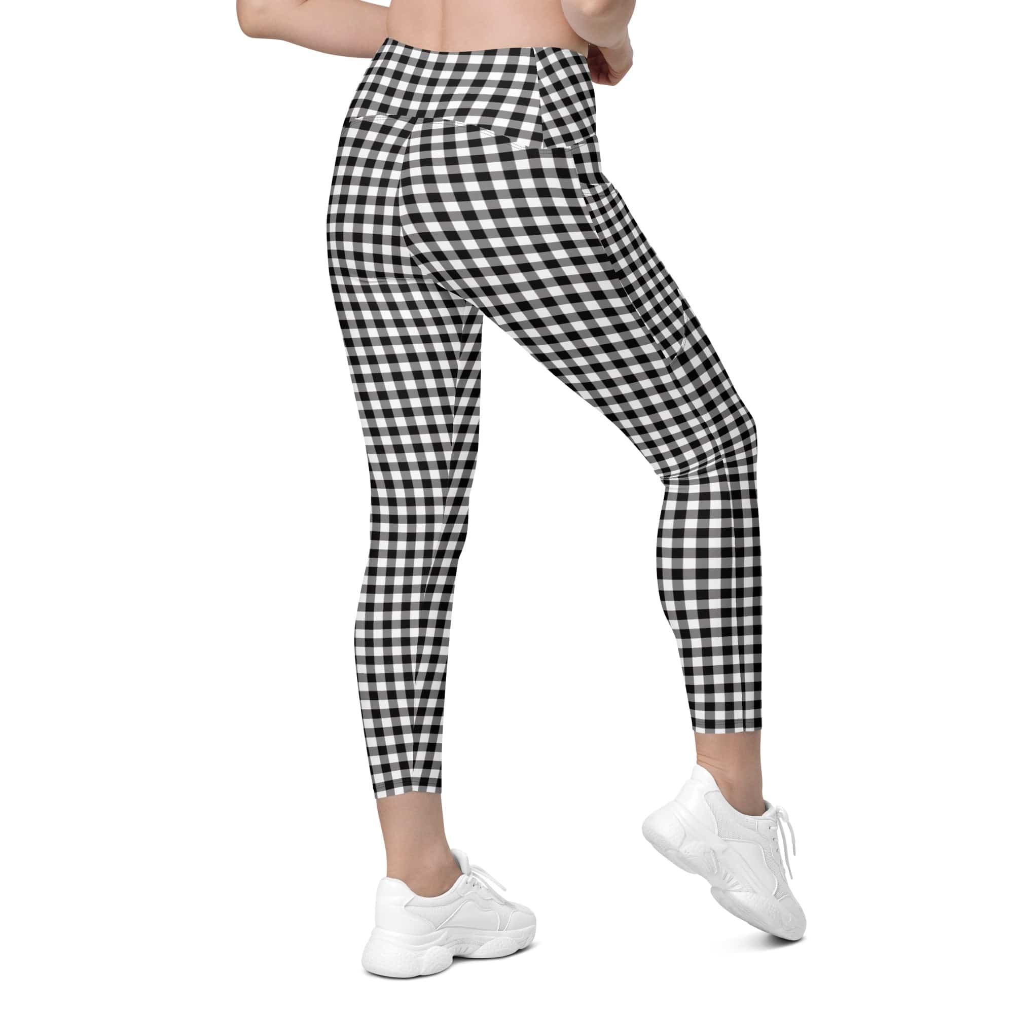 Black & White Gingham Leggings With Pockets