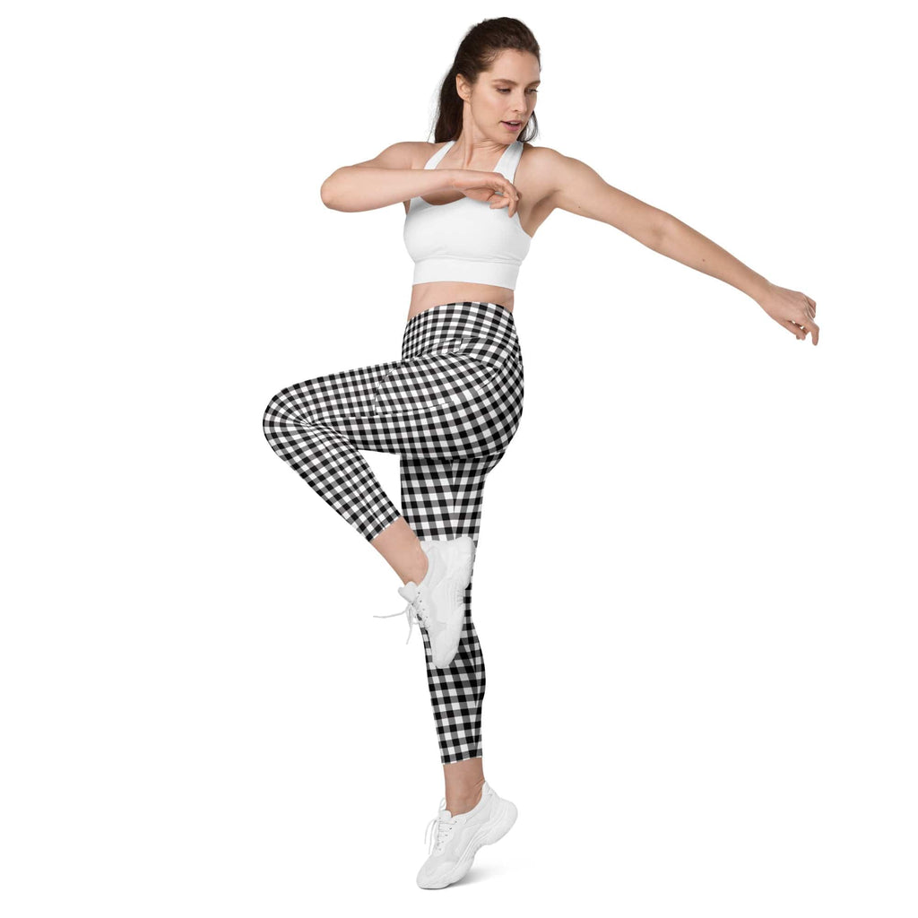 Black & White Gingham Leggings With Pockets