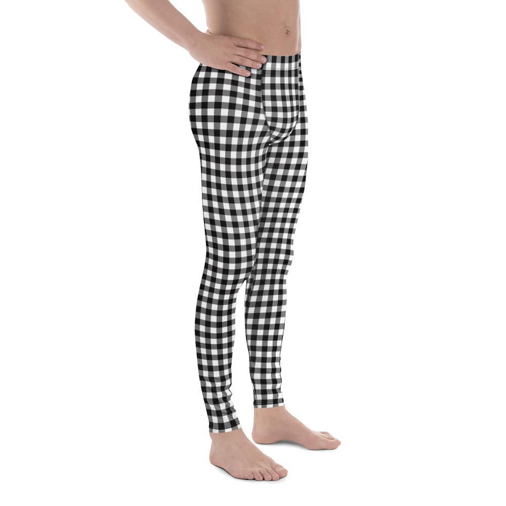Black & White Gingham Men's Leggings
