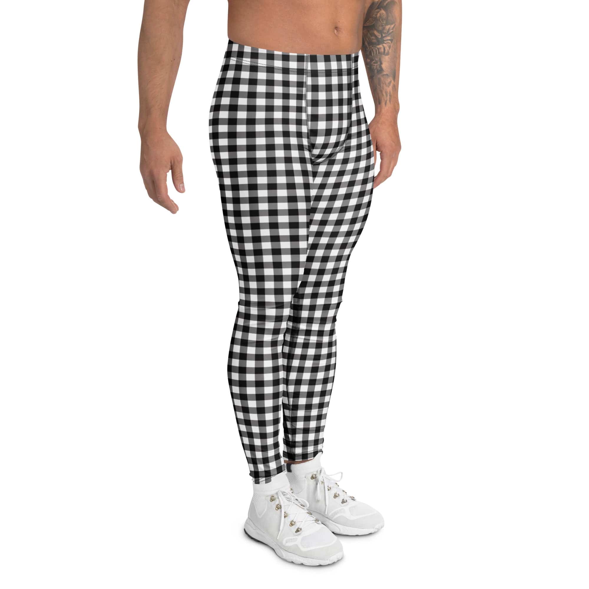 Black & White Gingham Men's Leggings