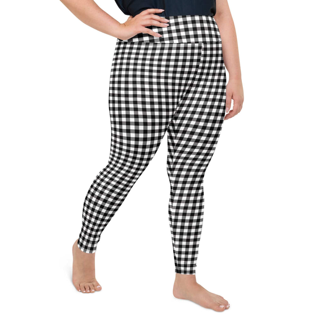 Black & White Gingham Plus Size Leggings