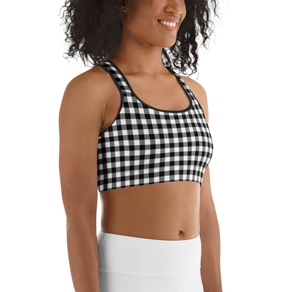 Black & White Gingham Sports Bra