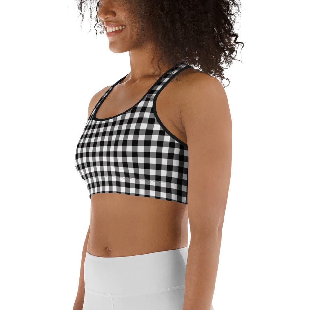 Black & White Gingham Sports Bra