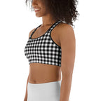 Black & White Gingham Sports Bra