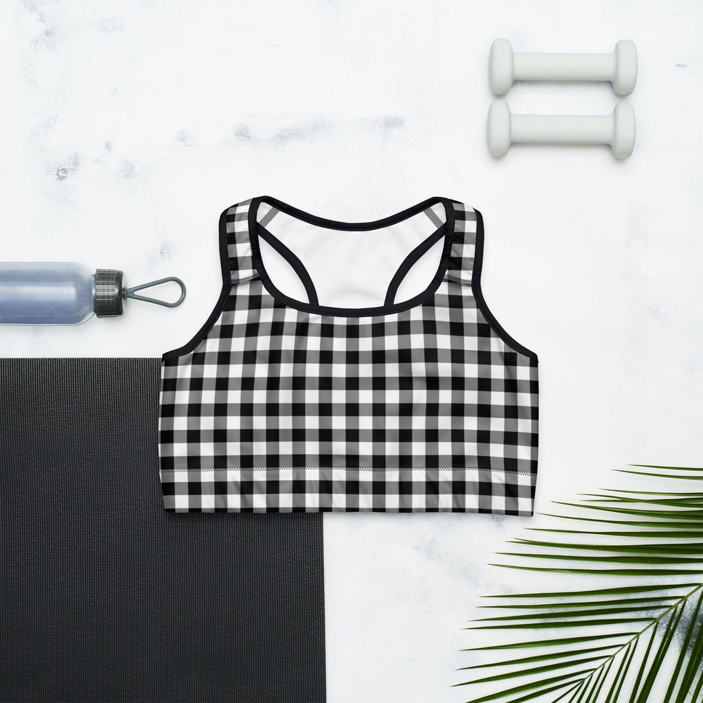 Black & White Gingham Sports Bra