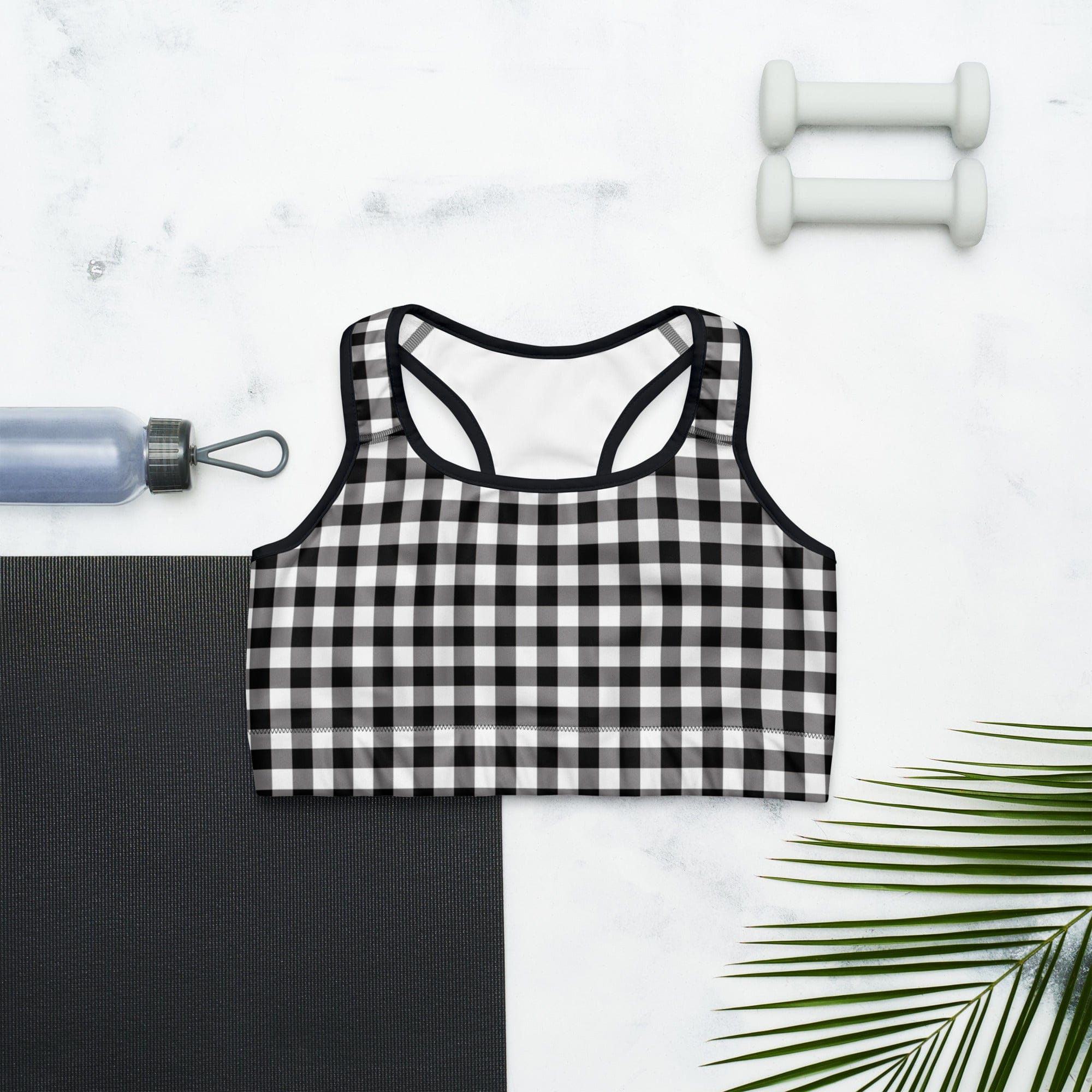 Black & White Gingham Sports Bra