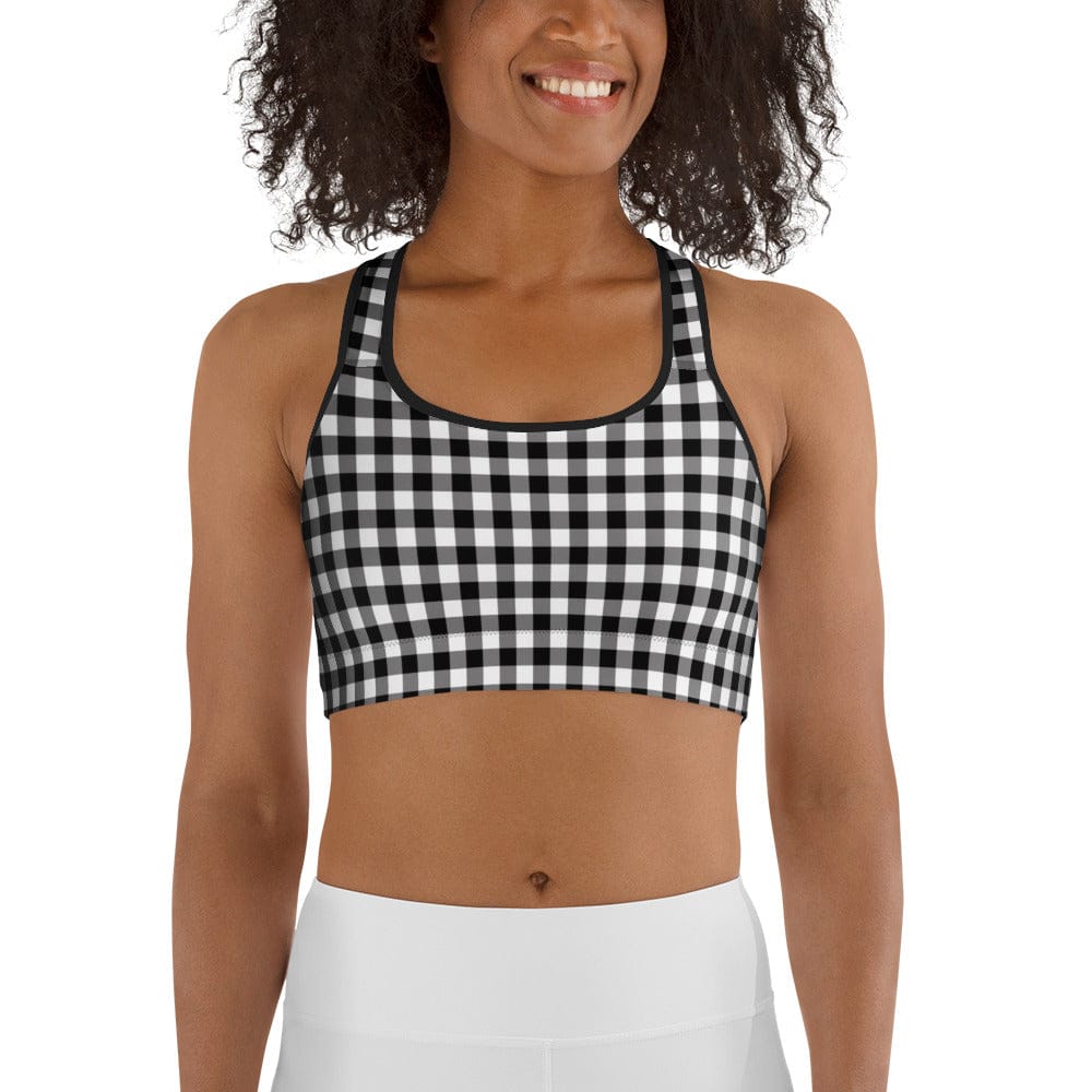 Black & White Gingham Sports Bra