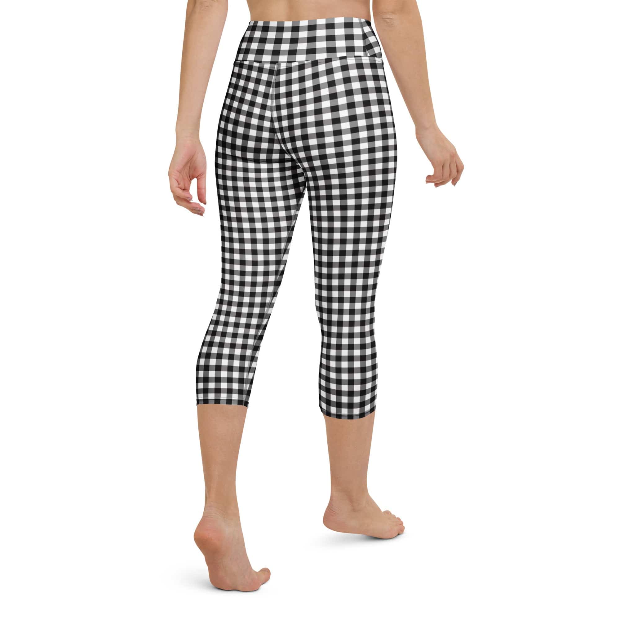 Black & White Gingham Yoga Capris