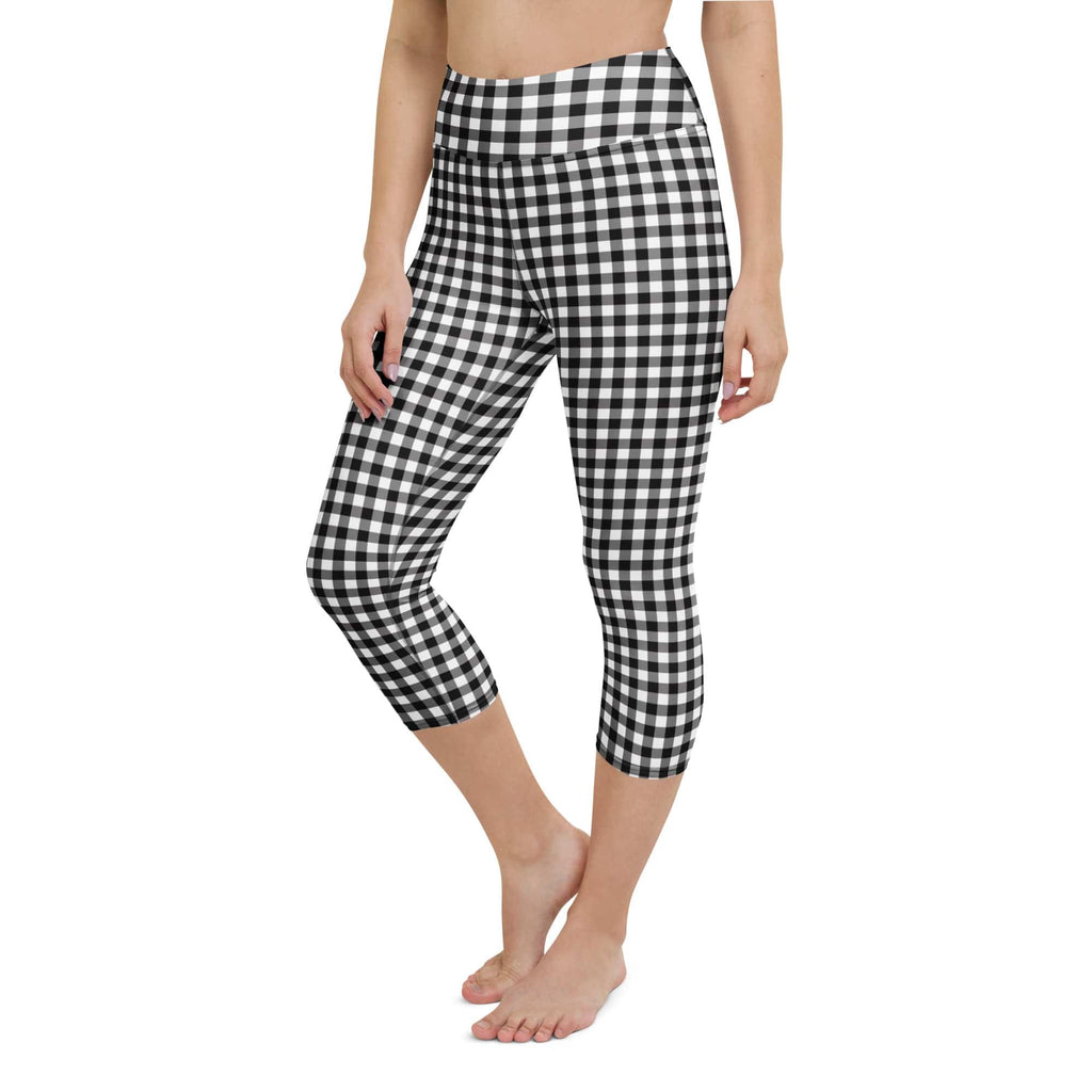 Black & White Gingham Yoga Capris