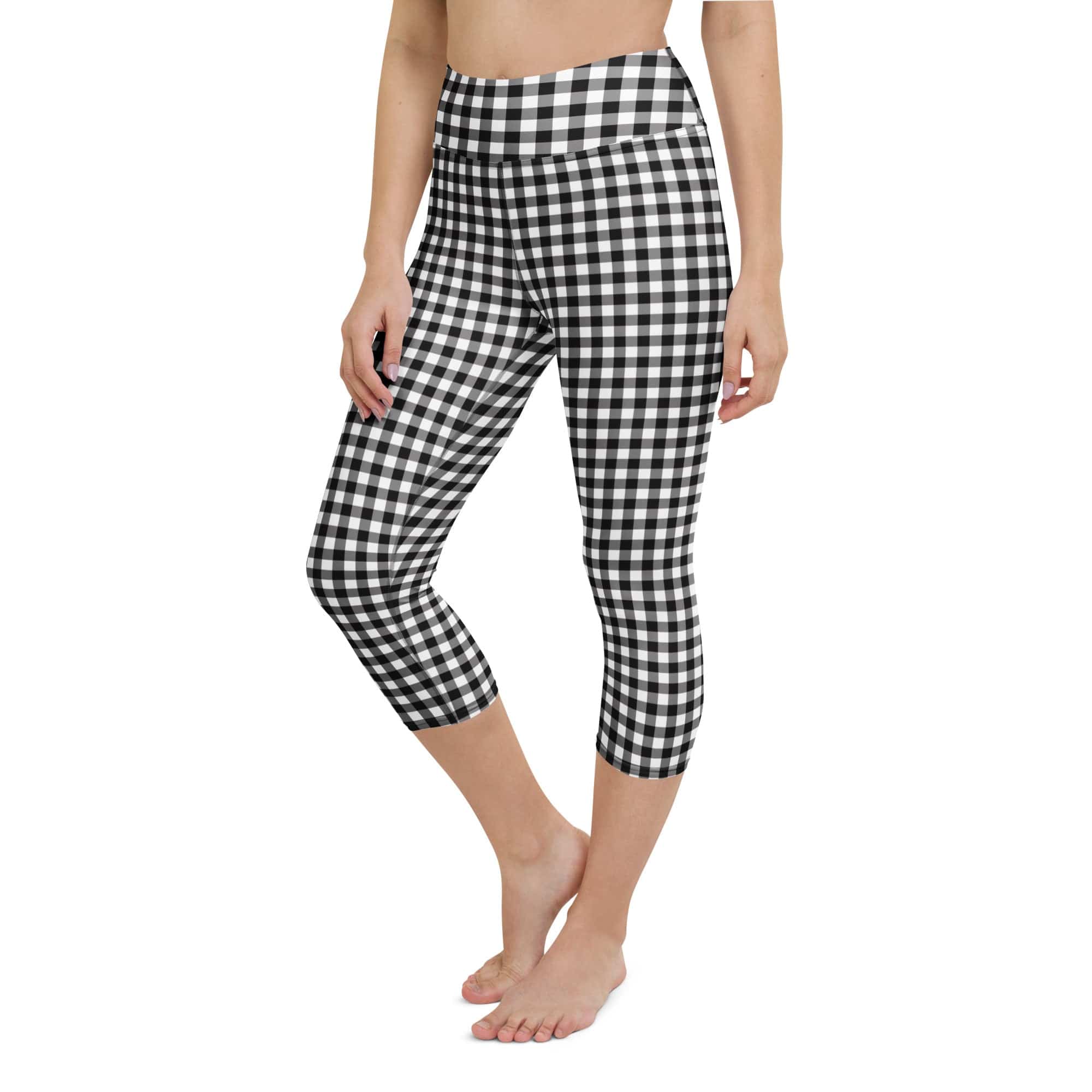 Black & White Gingham Yoga Capris