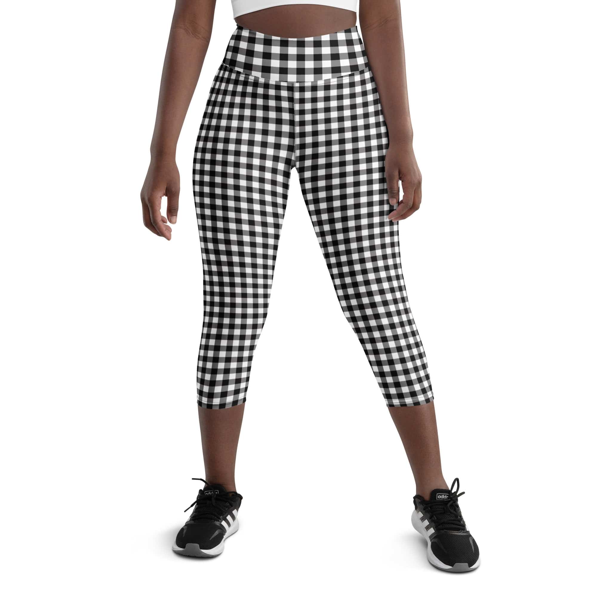Black & White Gingham Yoga Capris
