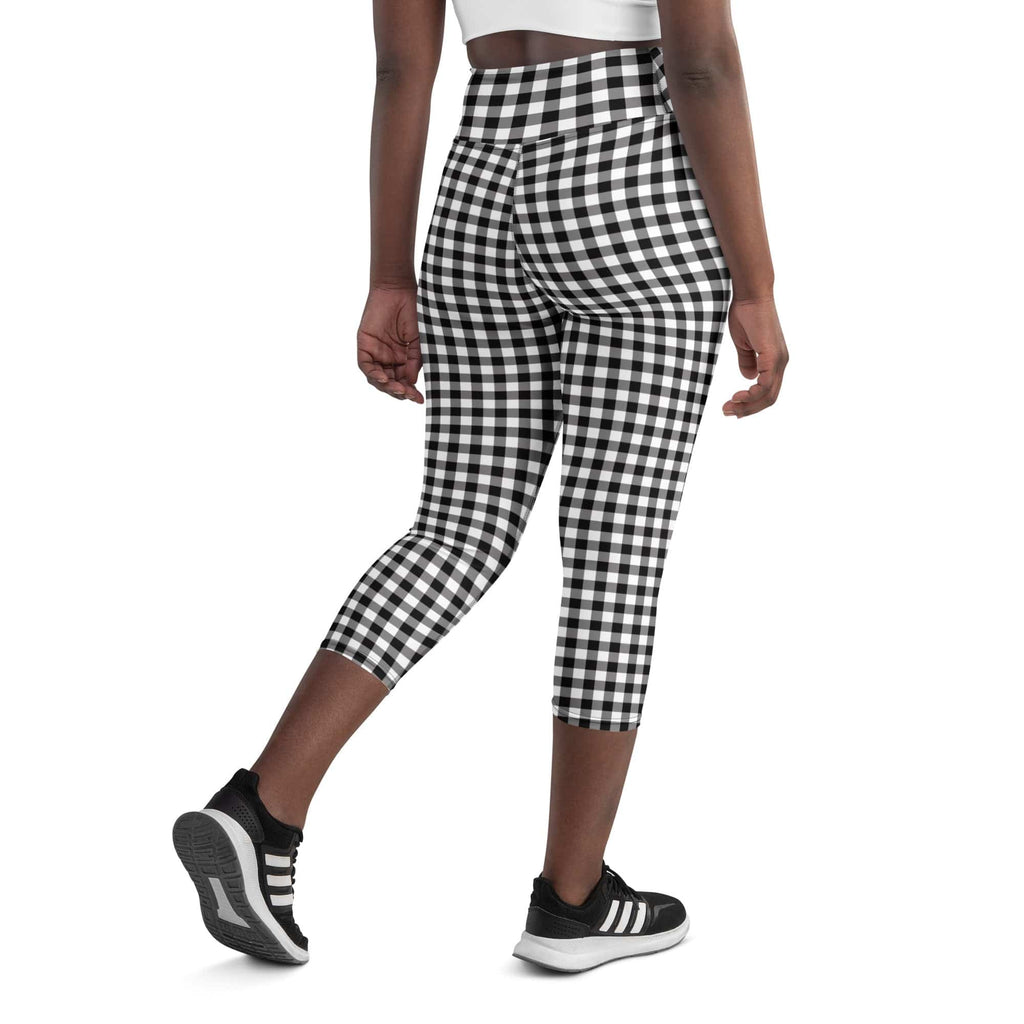 Black & White Gingham Yoga Capris