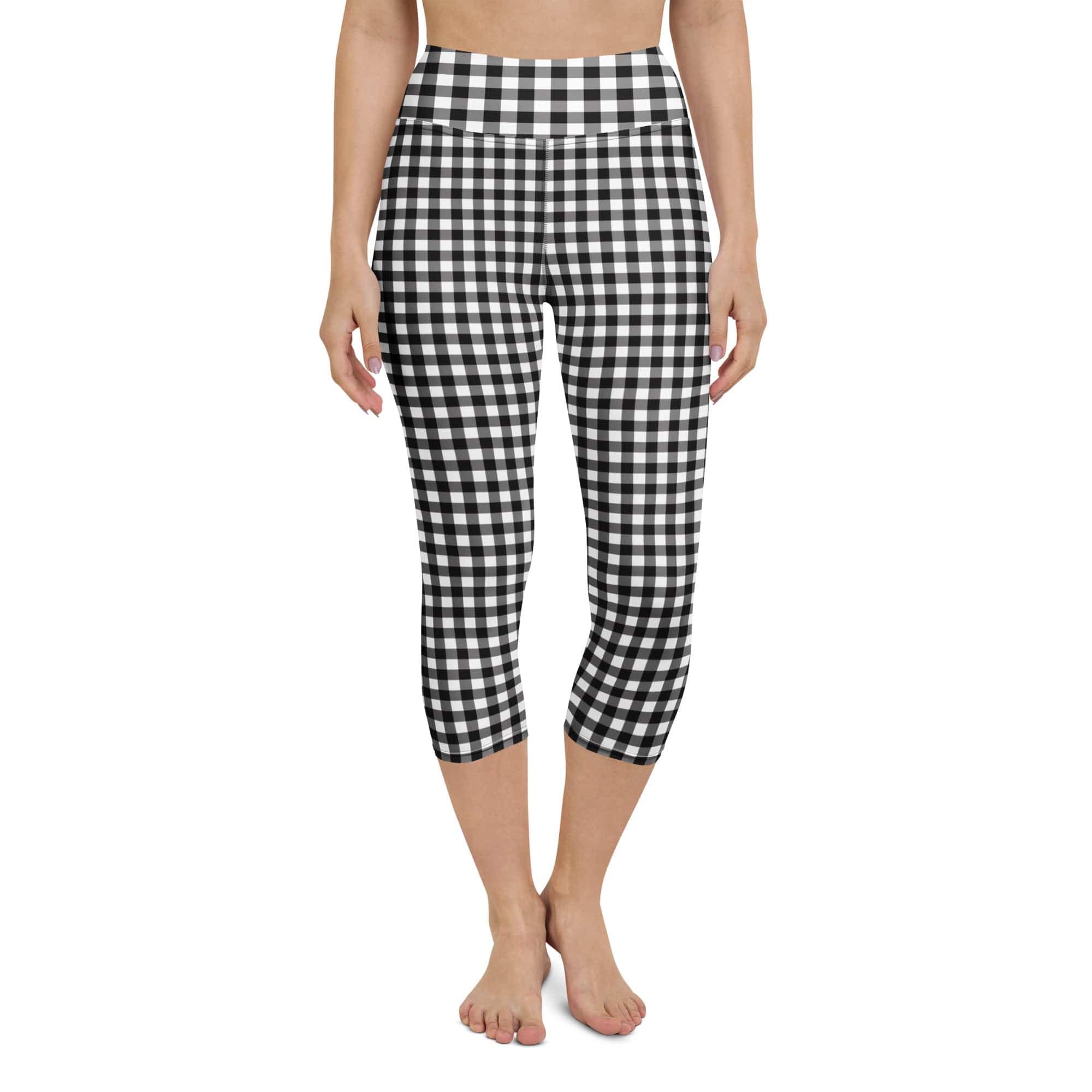 Black & White Gingham Yoga Capris