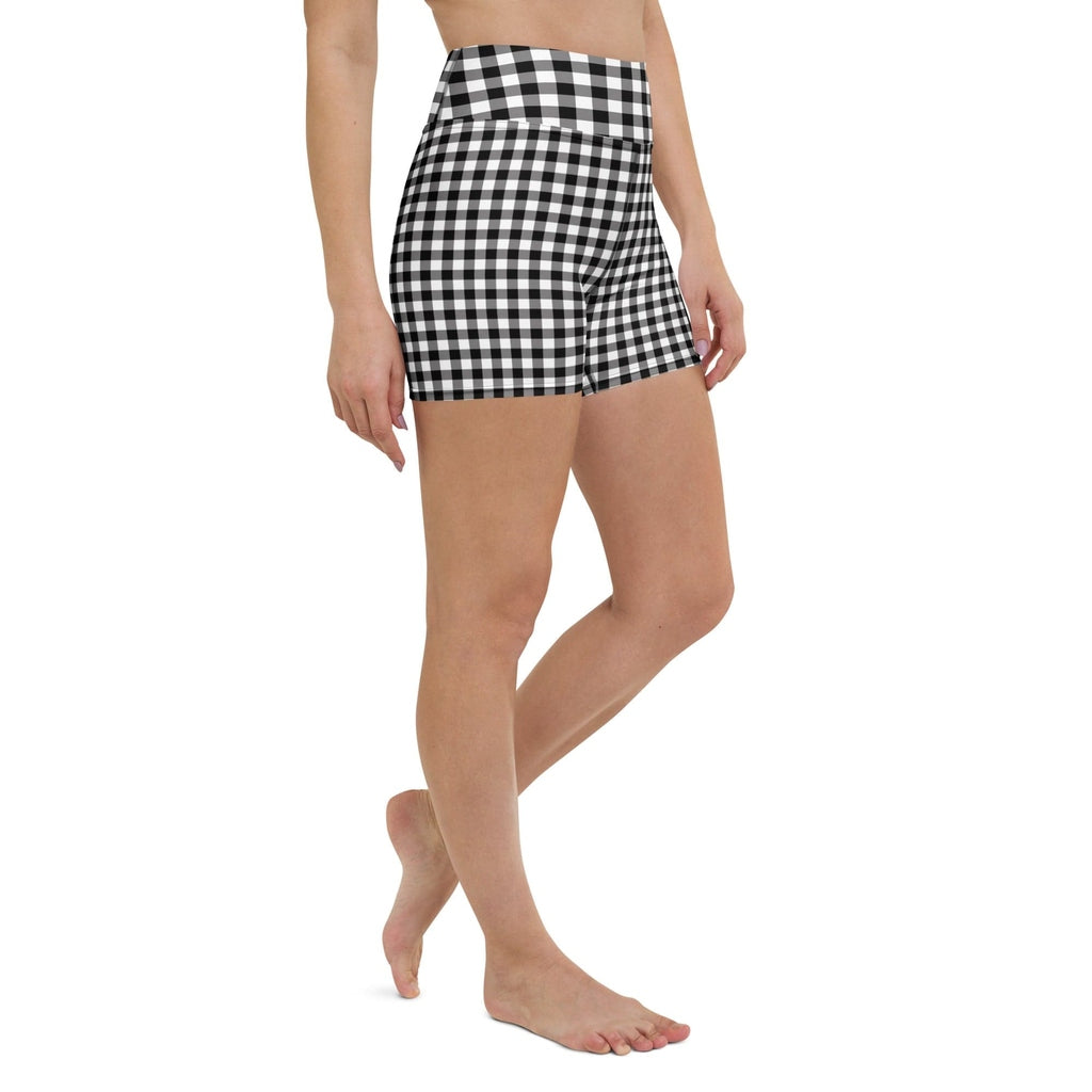 Black & White Gingham Yoga Shorts