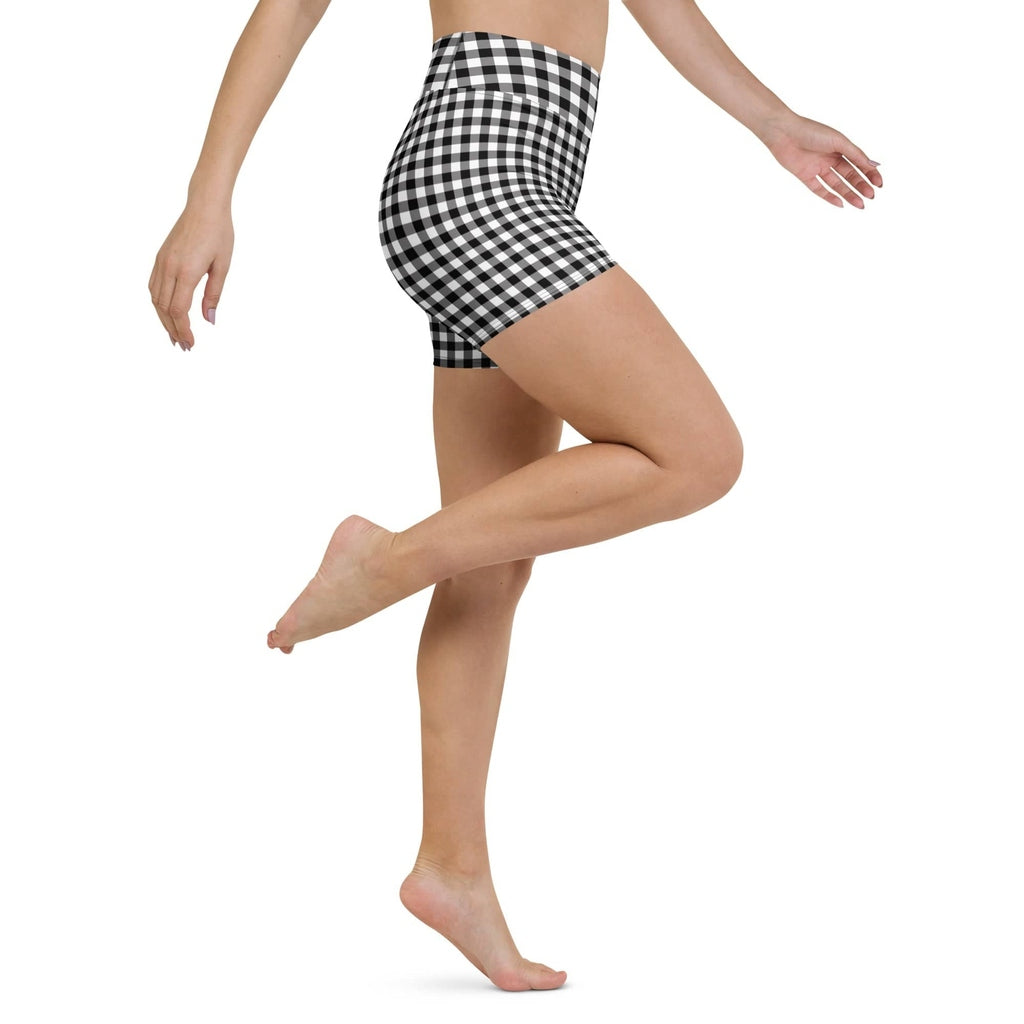 Black & White Gingham Yoga Shorts