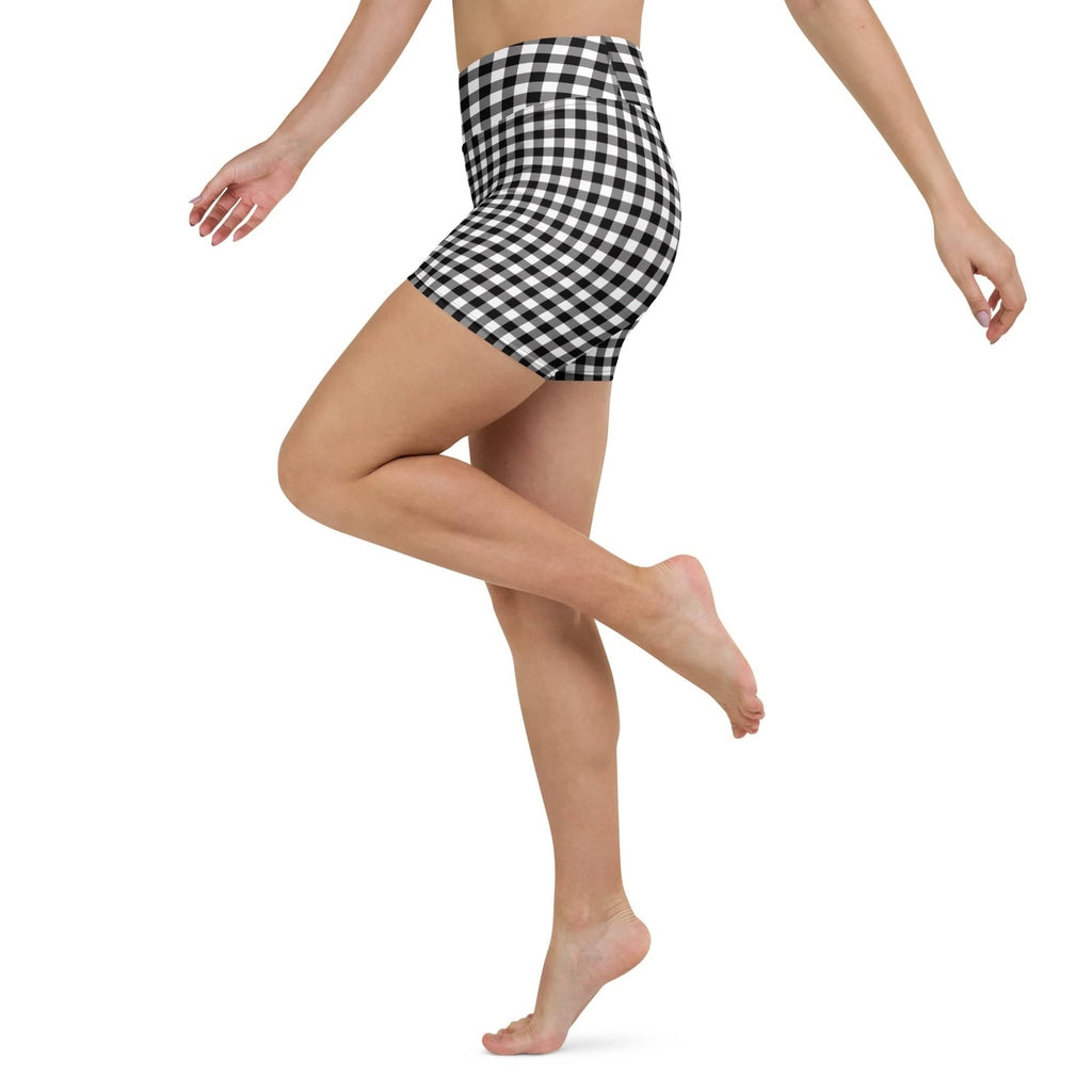 Black & White Gingham Yoga Shorts
