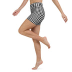 Black & White Gingham Yoga Shorts