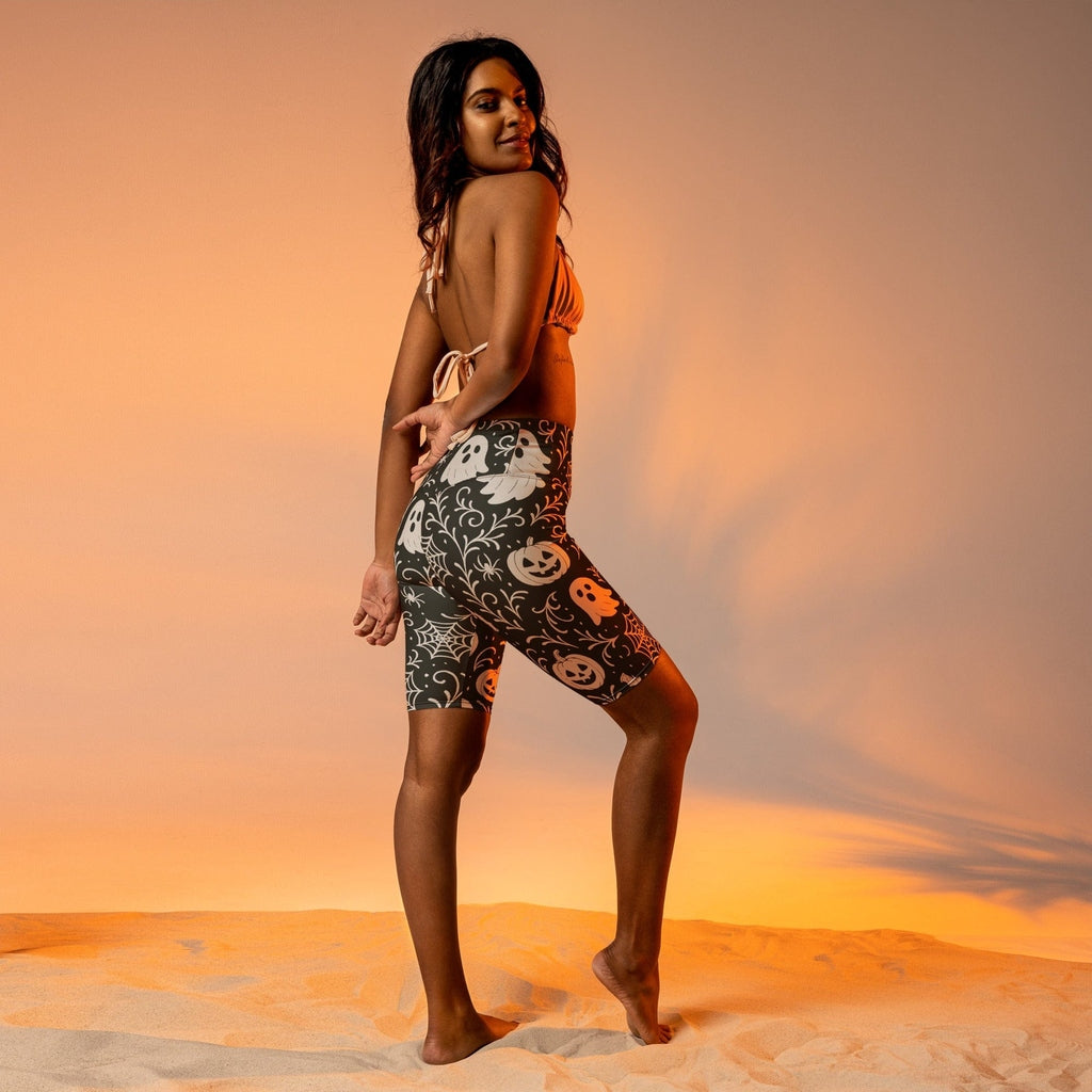 Black & White Halloween Biker Shorts