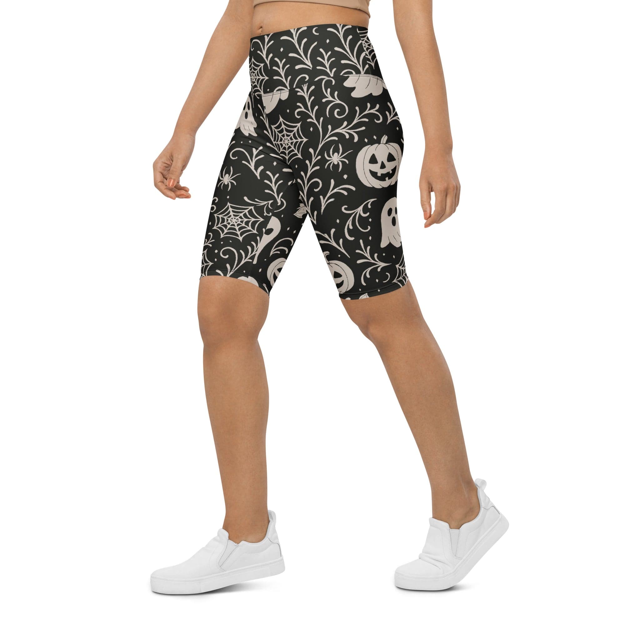 Black & White Halloween Biker Shorts