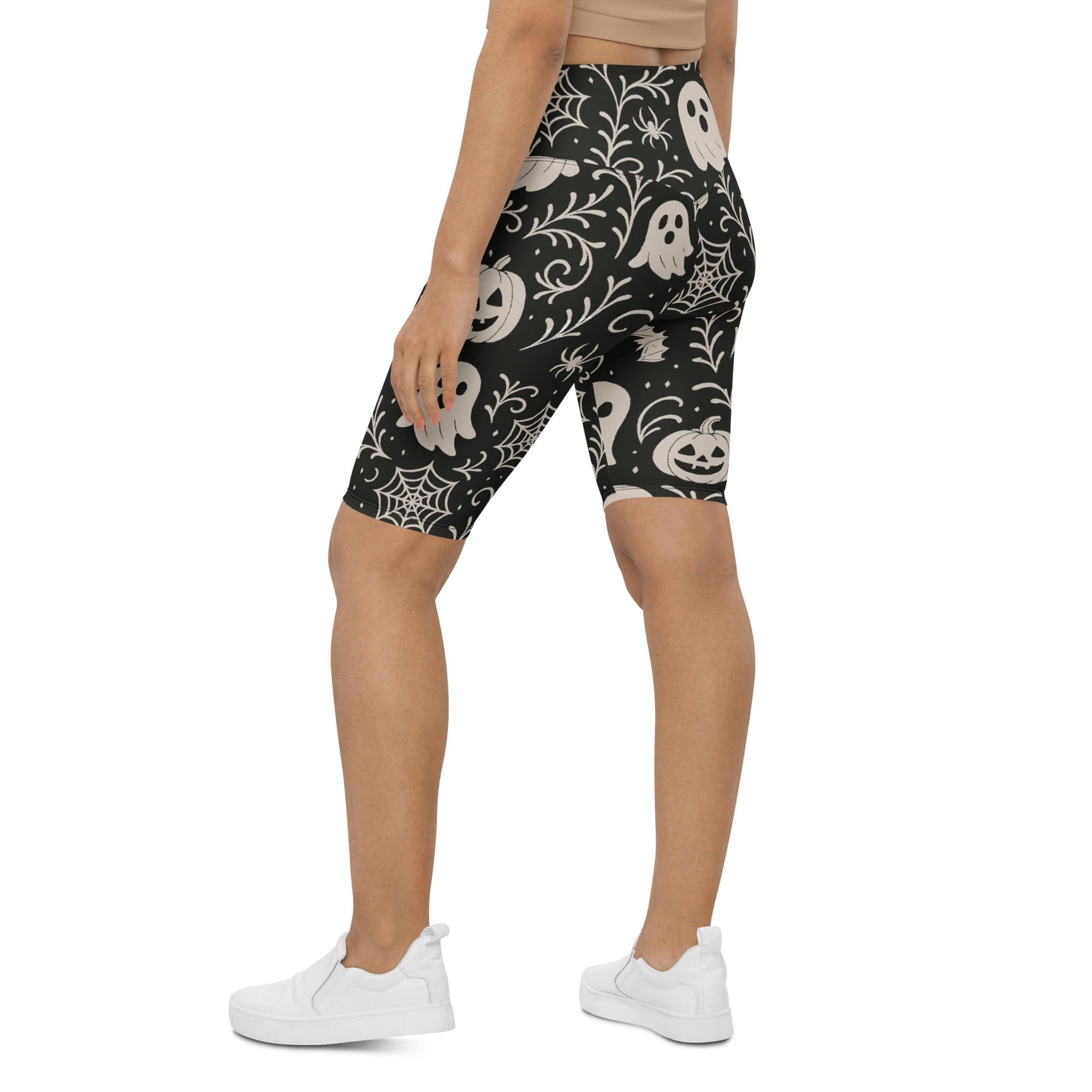 Black & White Halloween Biker Shorts