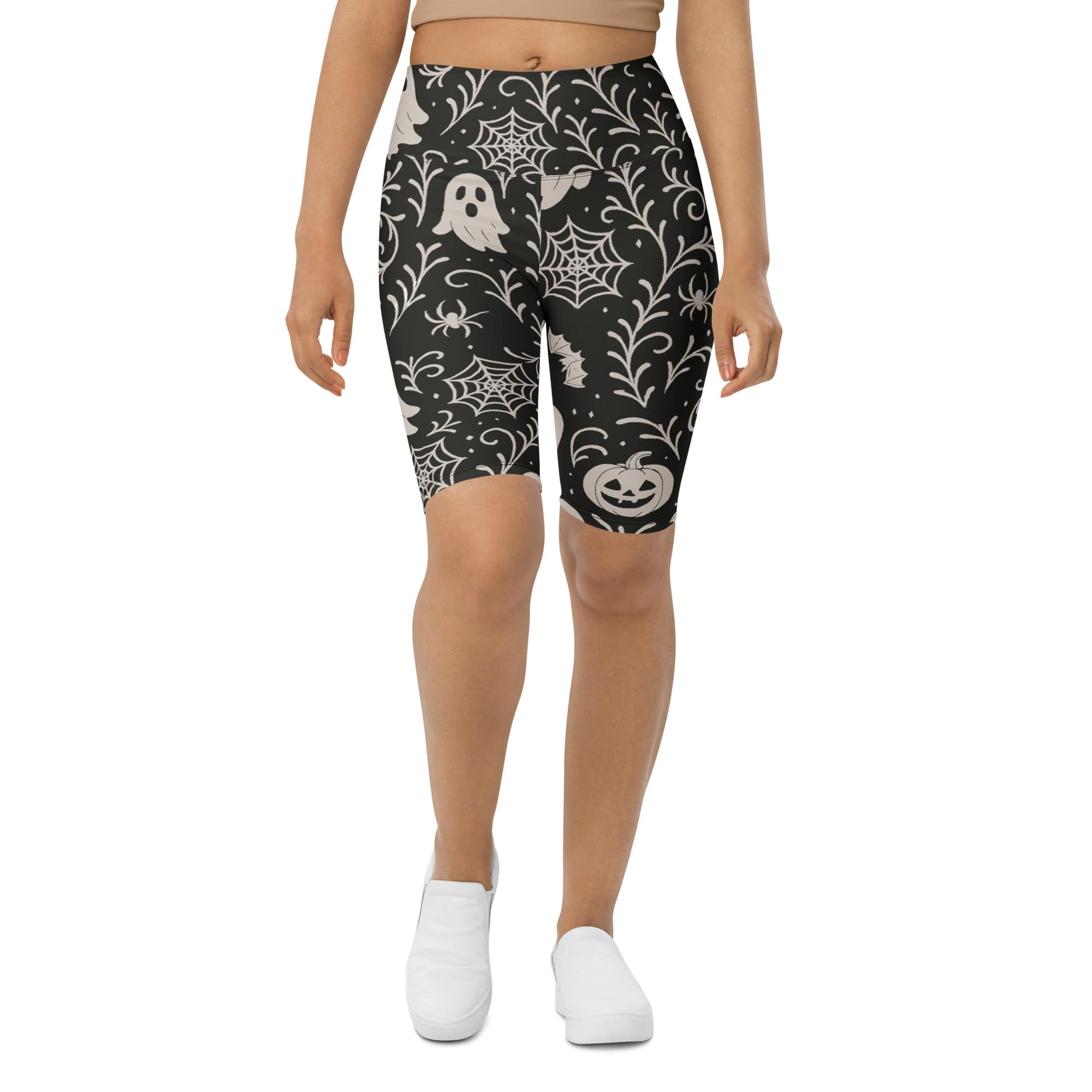 Black & White Halloween Biker Shorts