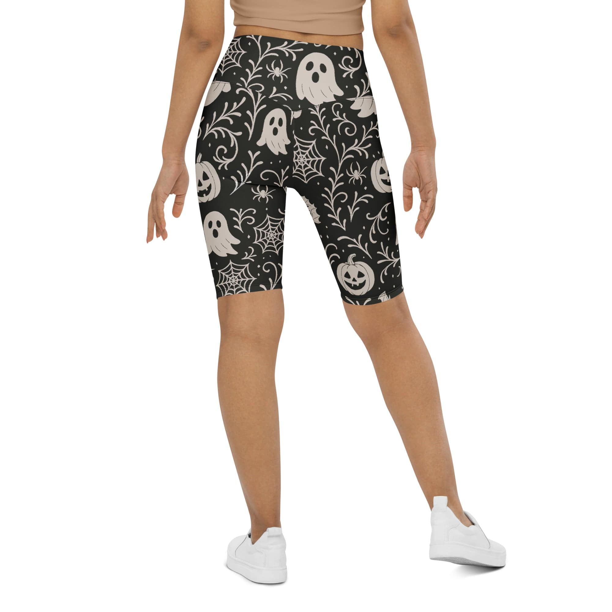 Black & White Halloween Biker Shorts