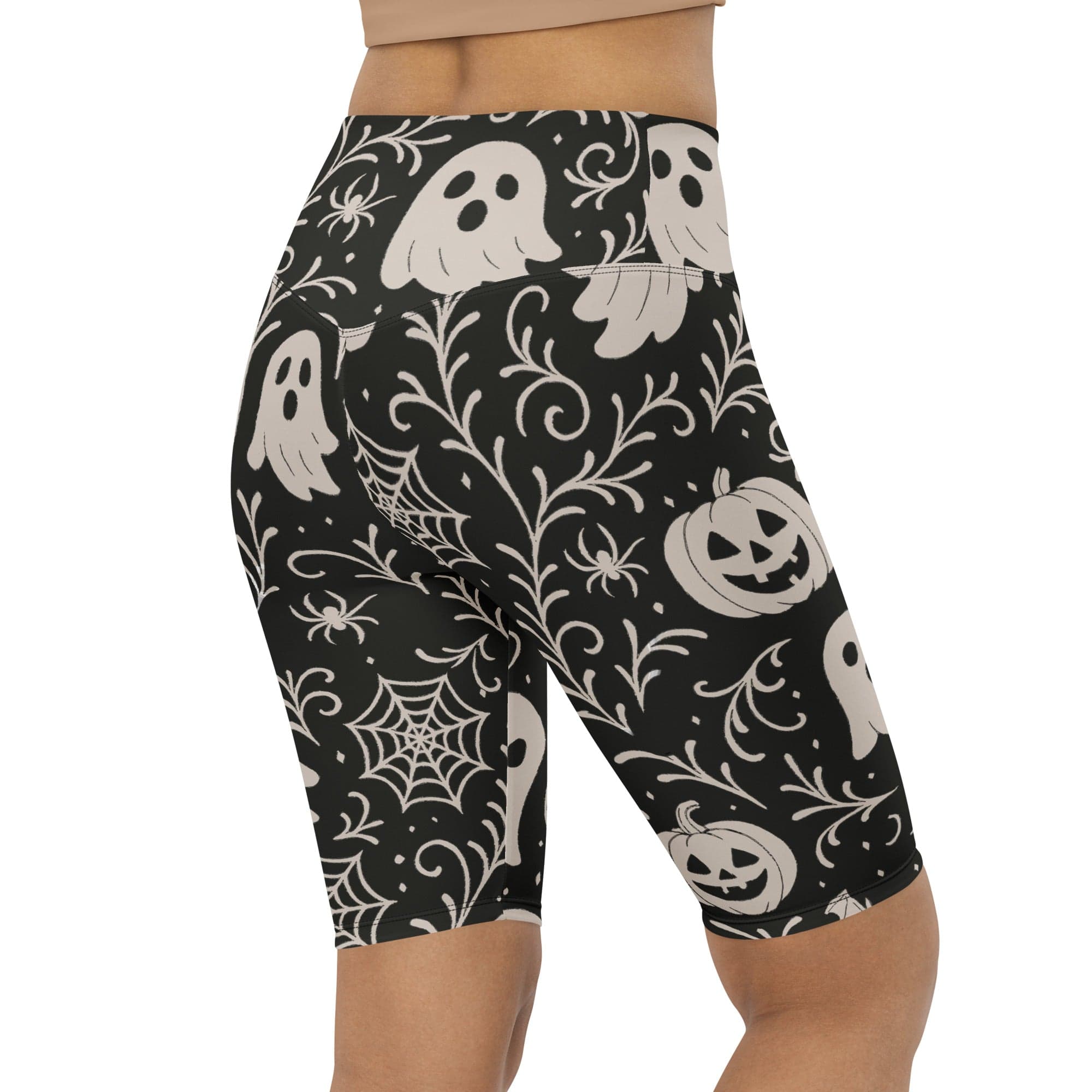 Black & White Halloween Biker Shorts