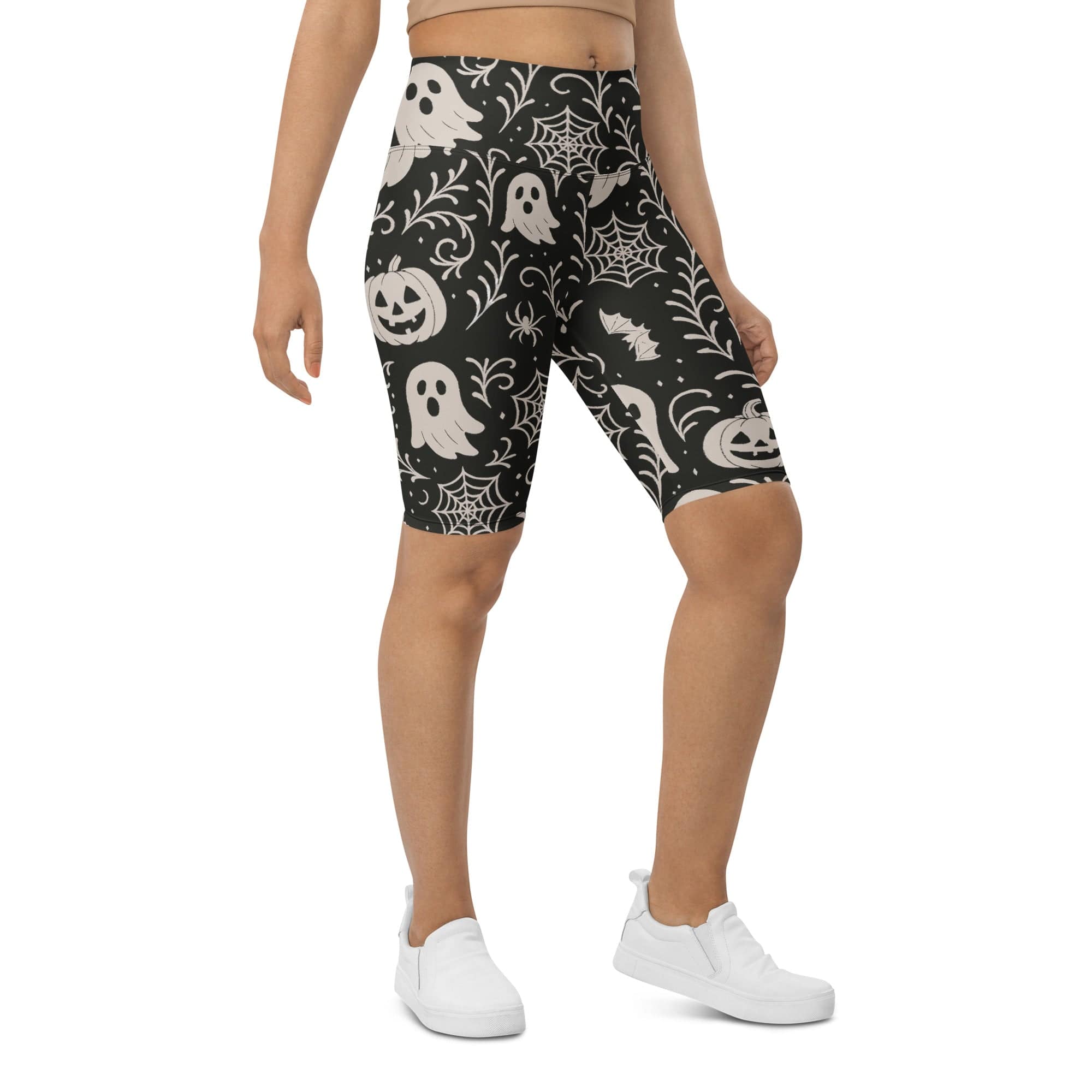 Black & White Halloween Biker Shorts