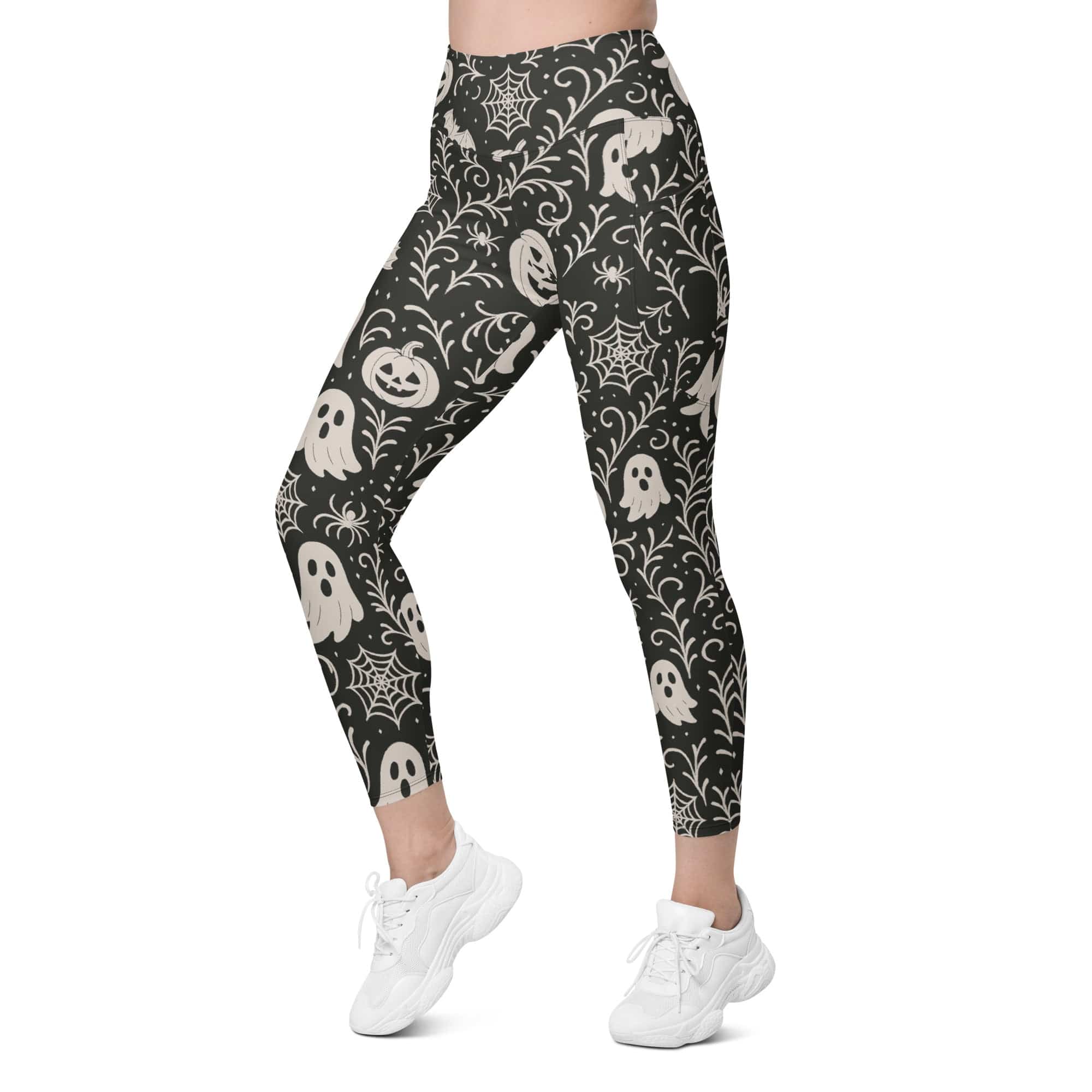 Black & White Halloween Leggings With Pockets