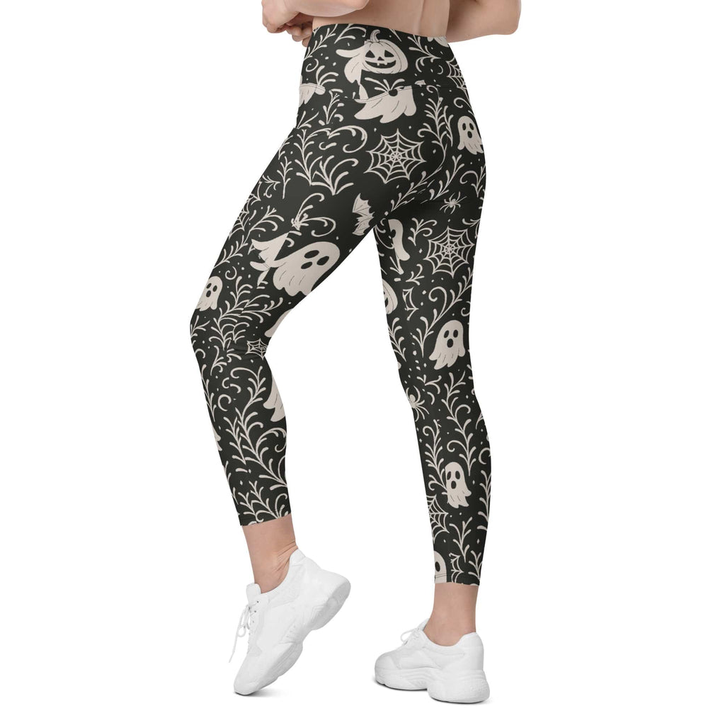 Black & White Halloween Leggings With Pockets