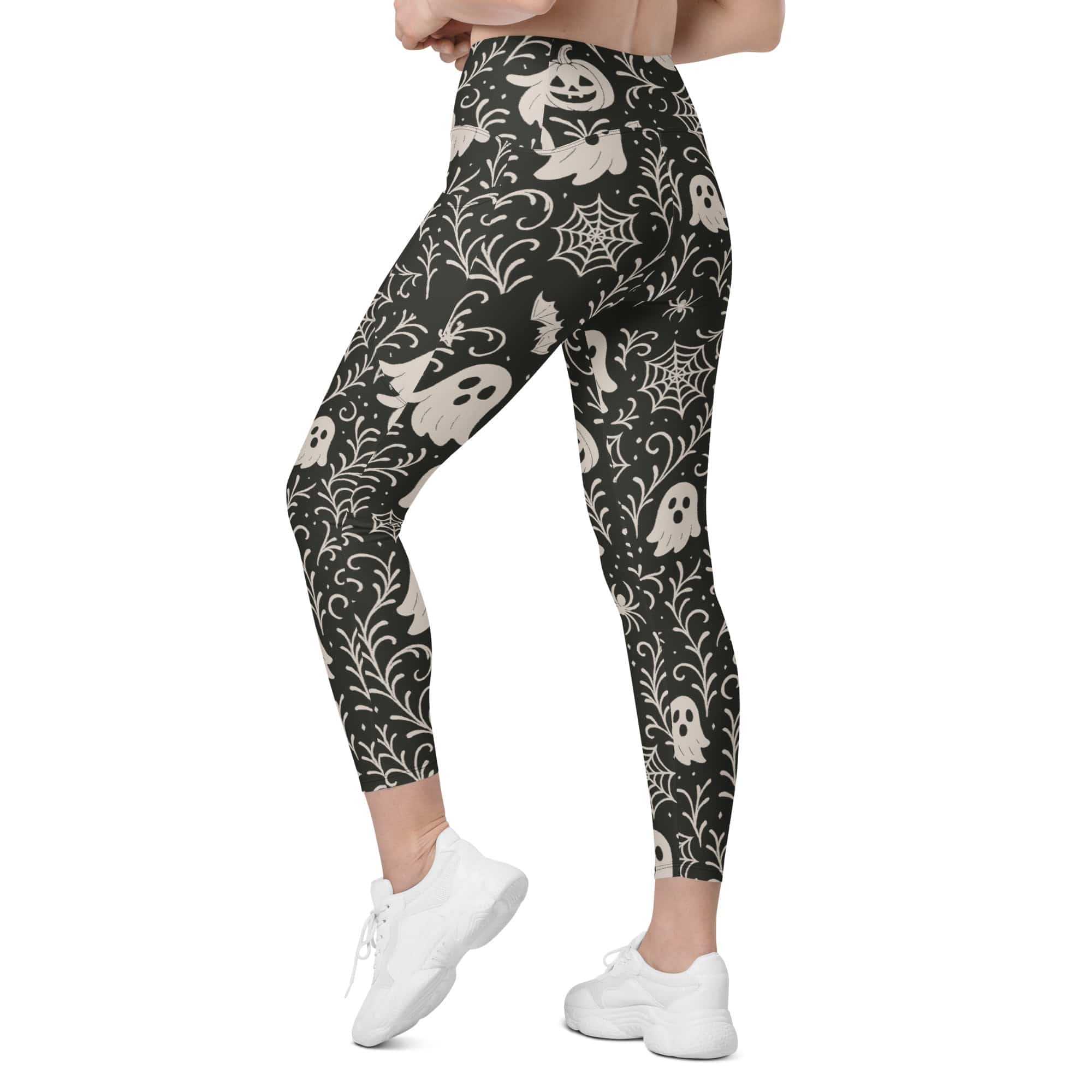 Black & White Halloween Leggings With Pockets