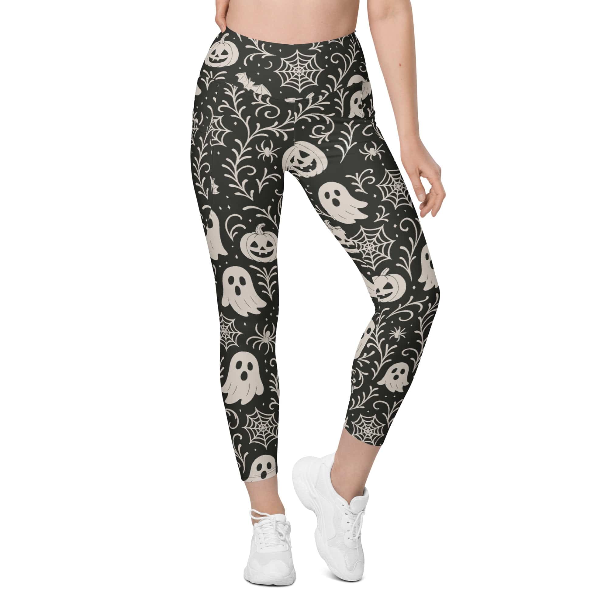 Black & White Halloween Leggings With Pockets