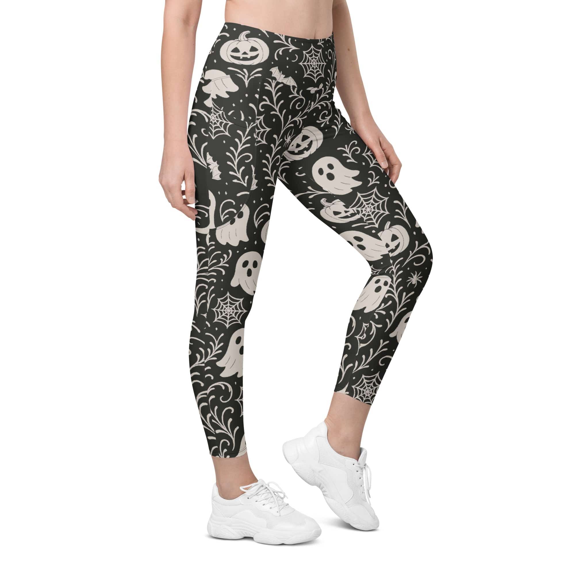 Black & White Halloween Leggings With Pockets