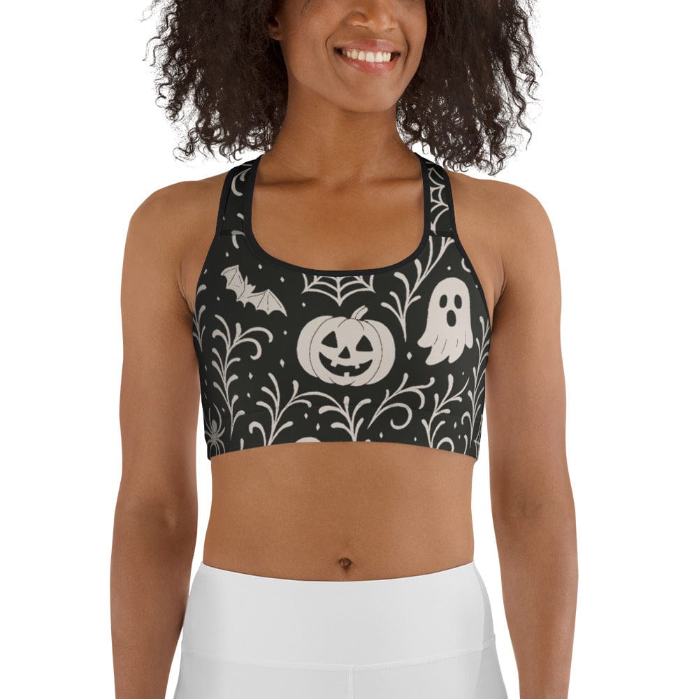 Black & White Halloween Sports Bra