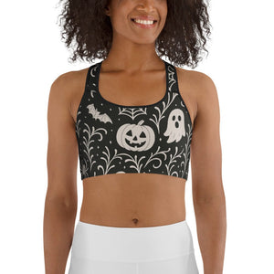 Black & White Halloween Sports Bra
