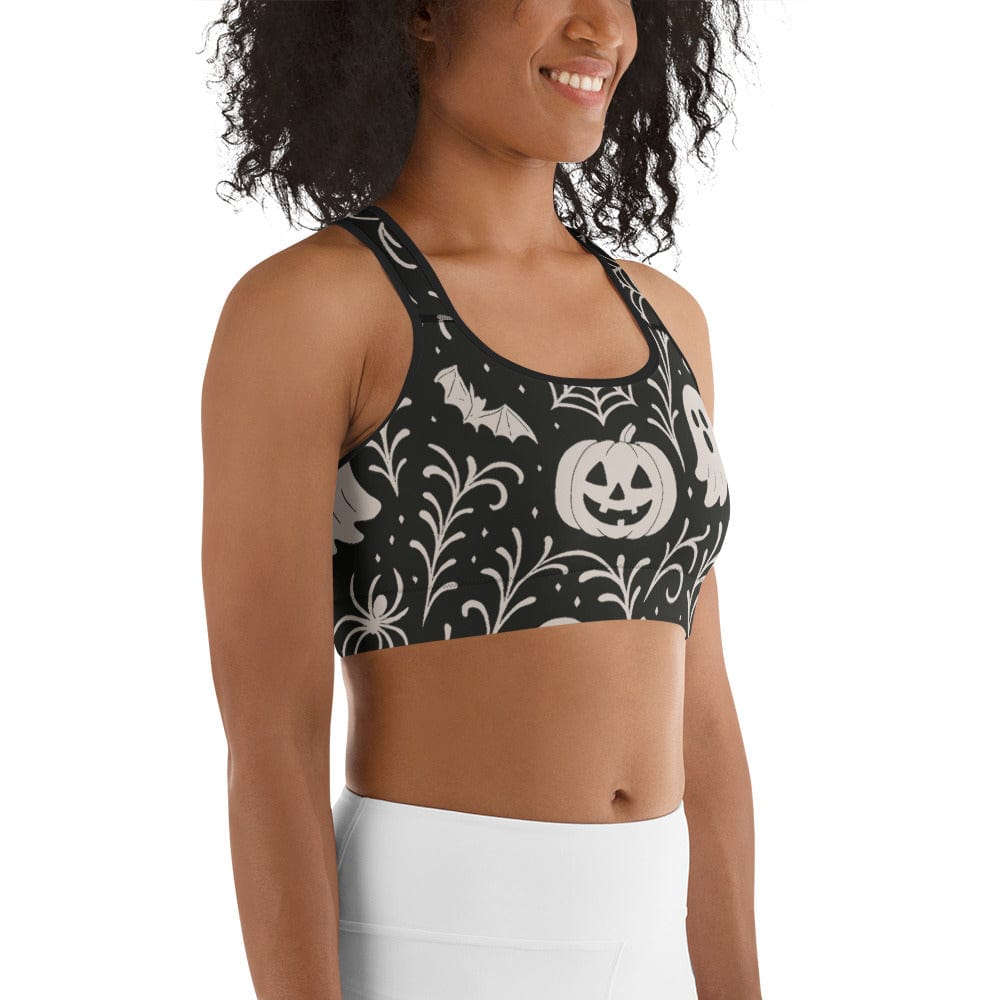 Black & White Halloween Sports Bra