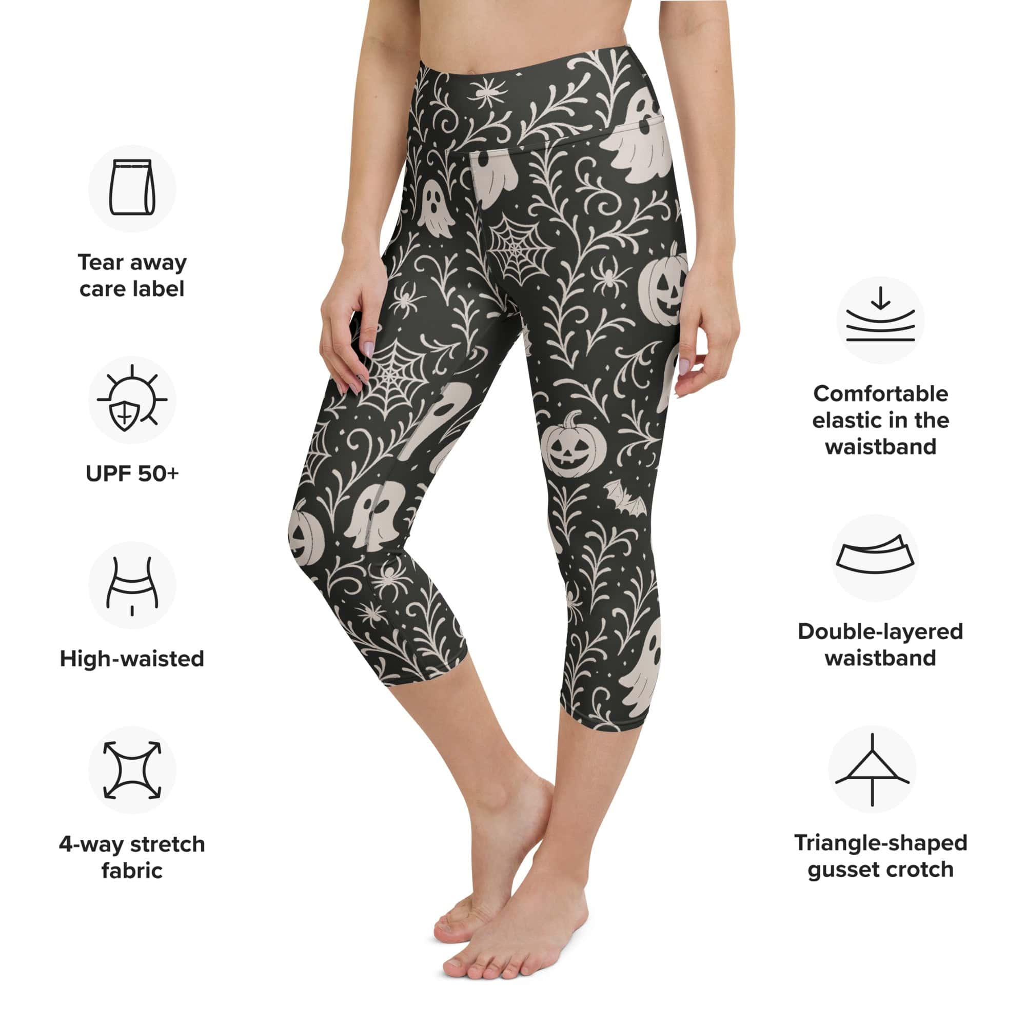 Black & White Halloween Yoga Capris