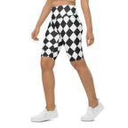 Black & White Harlequin Biker Shorts