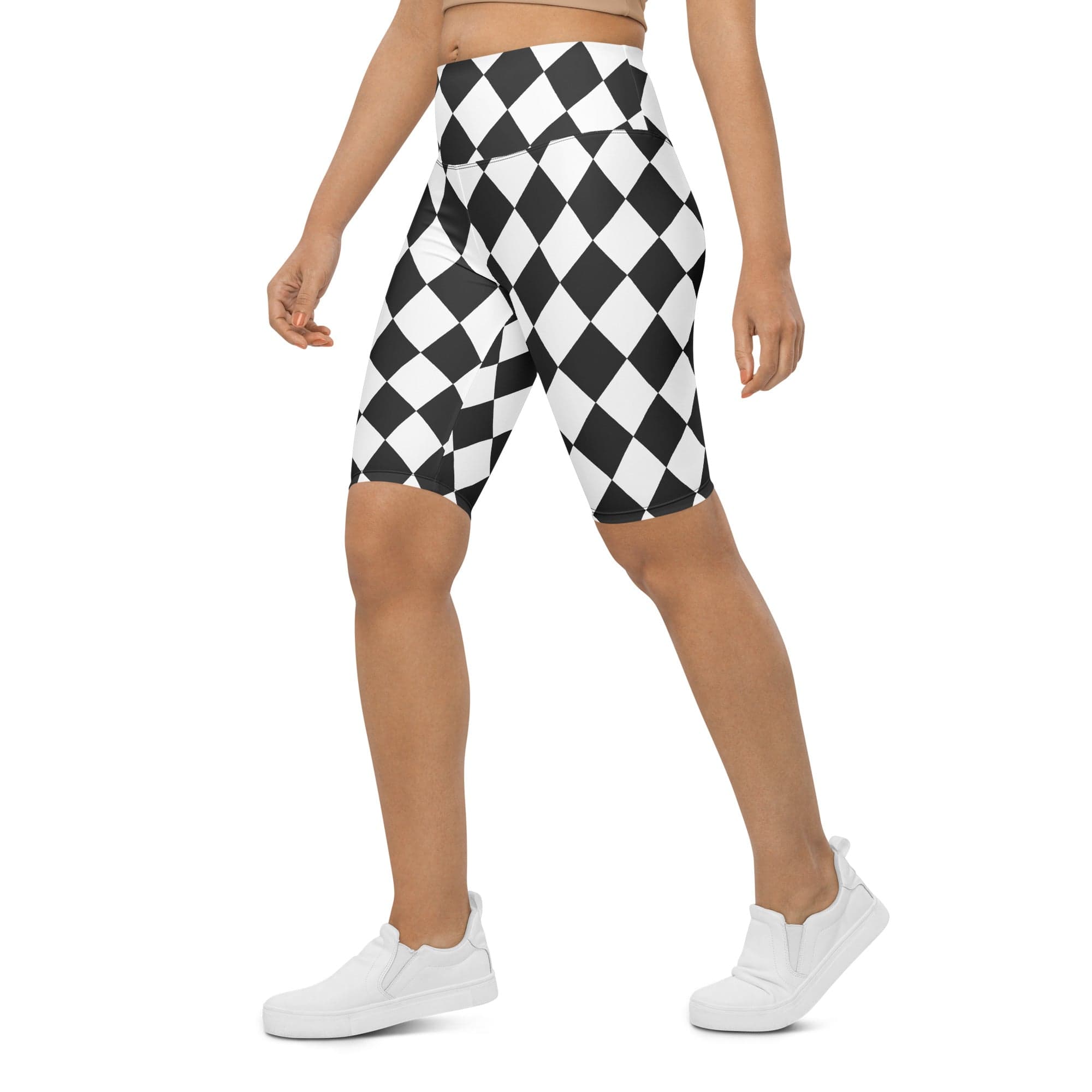 Black & White Harlequin Biker Shorts
