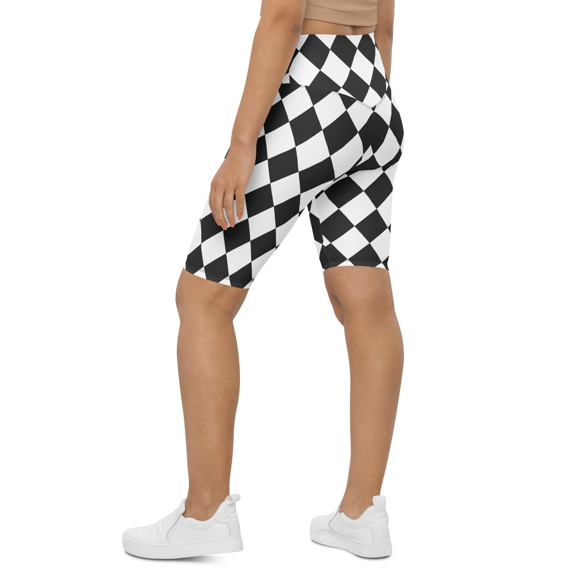 Black & White Harlequin Biker Shorts