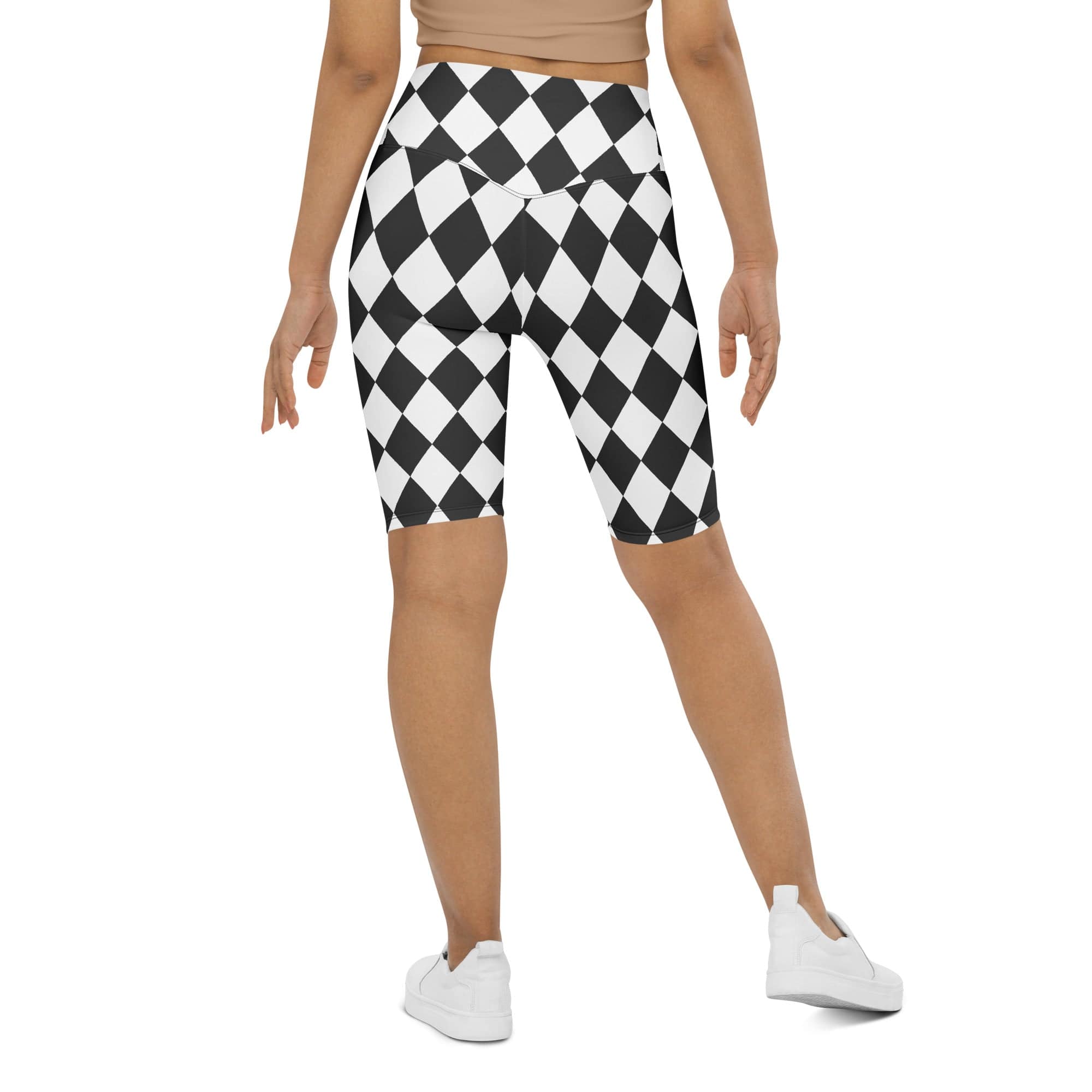 Black & White Harlequin Biker Shorts