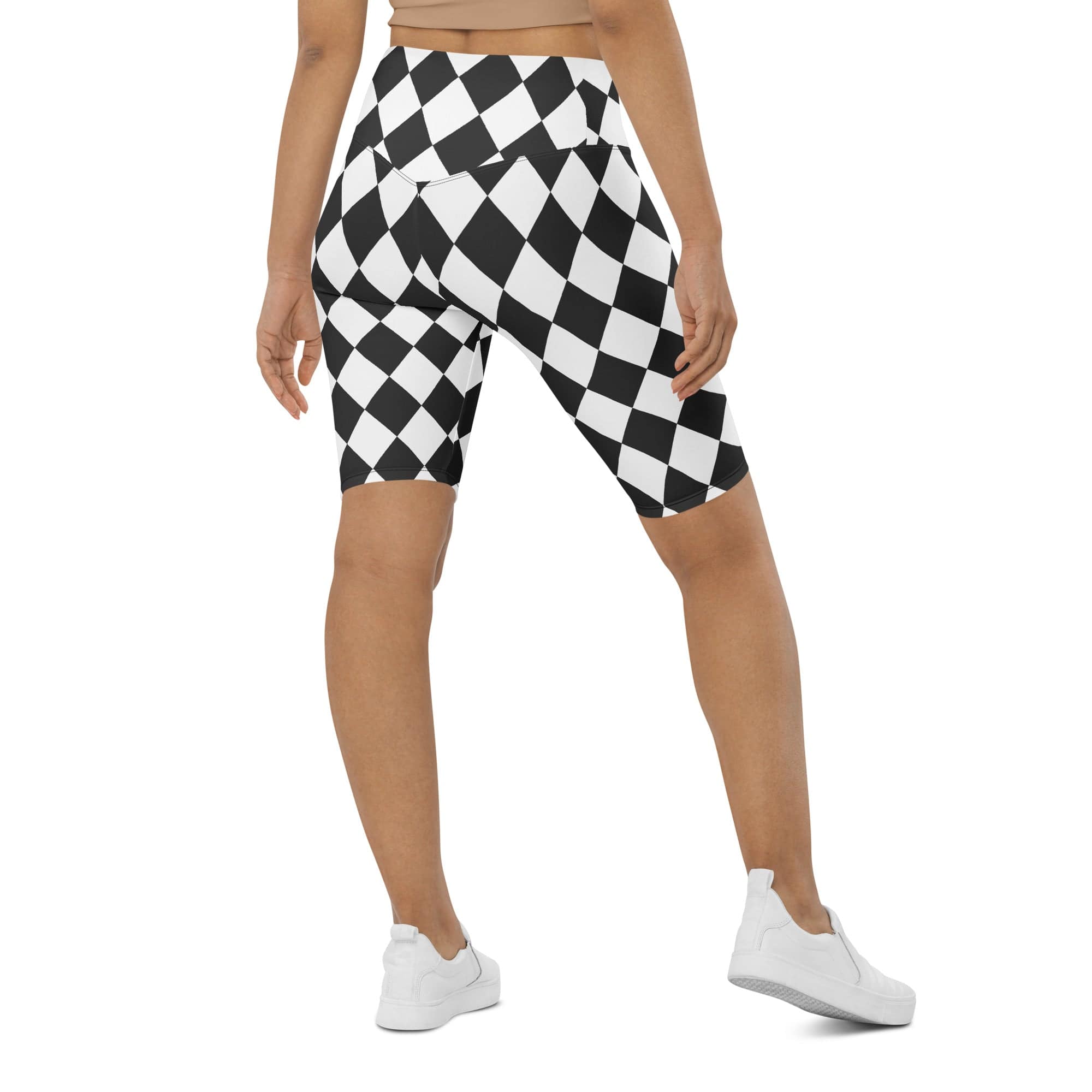 Black & White Harlequin Biker Shorts