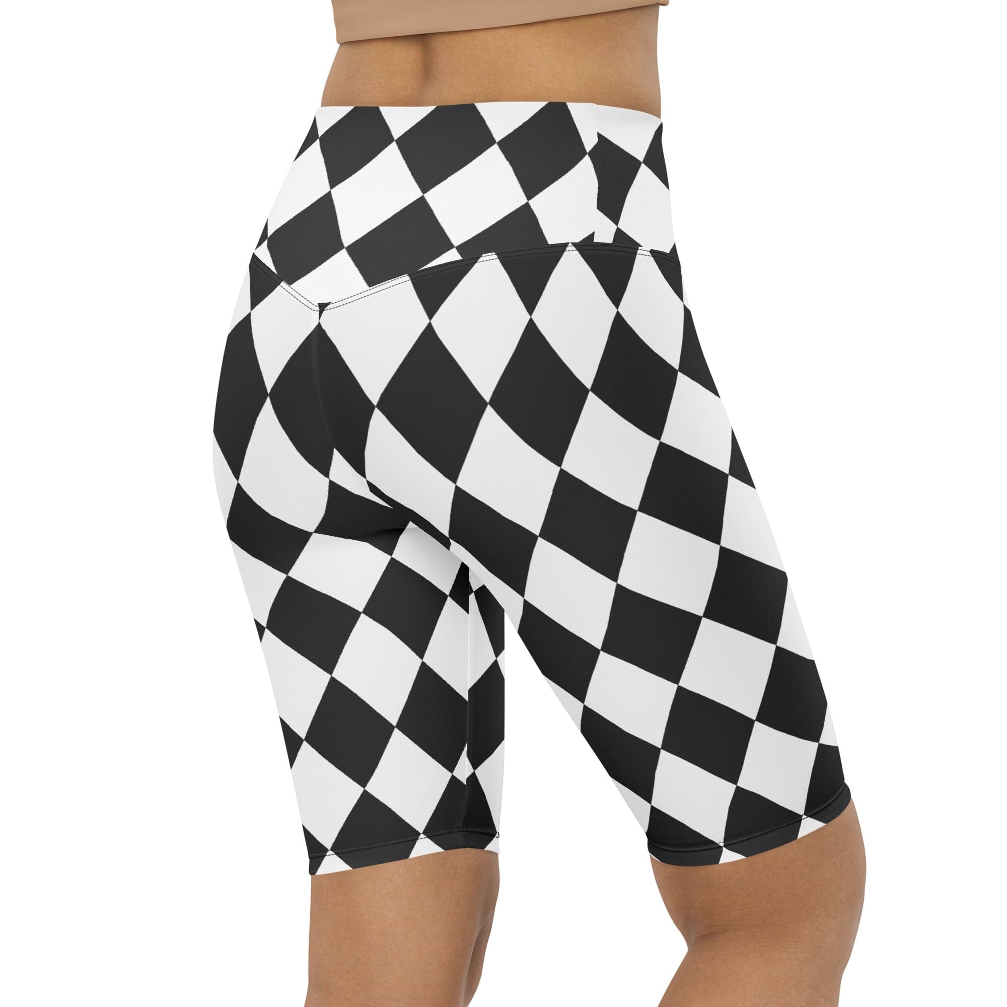 Black & White Harlequin Biker Shorts