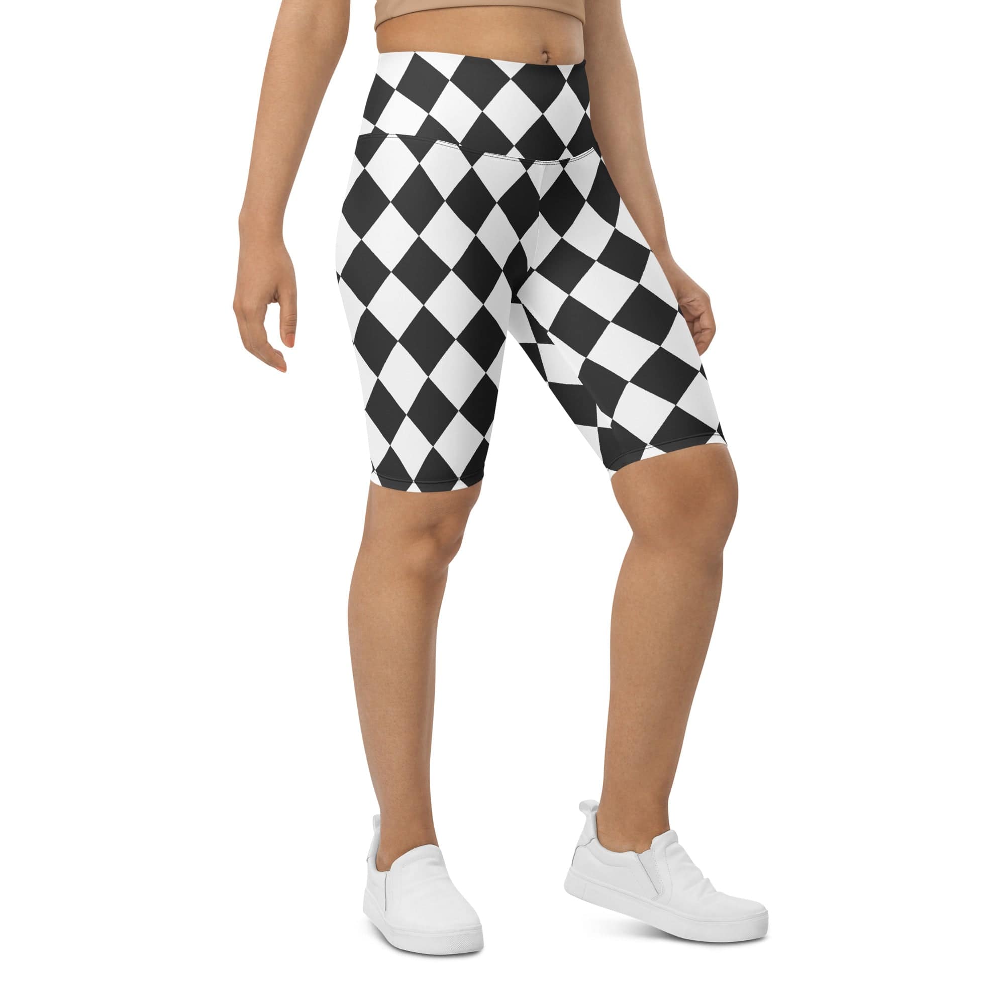 Black & White Harlequin Biker Shorts