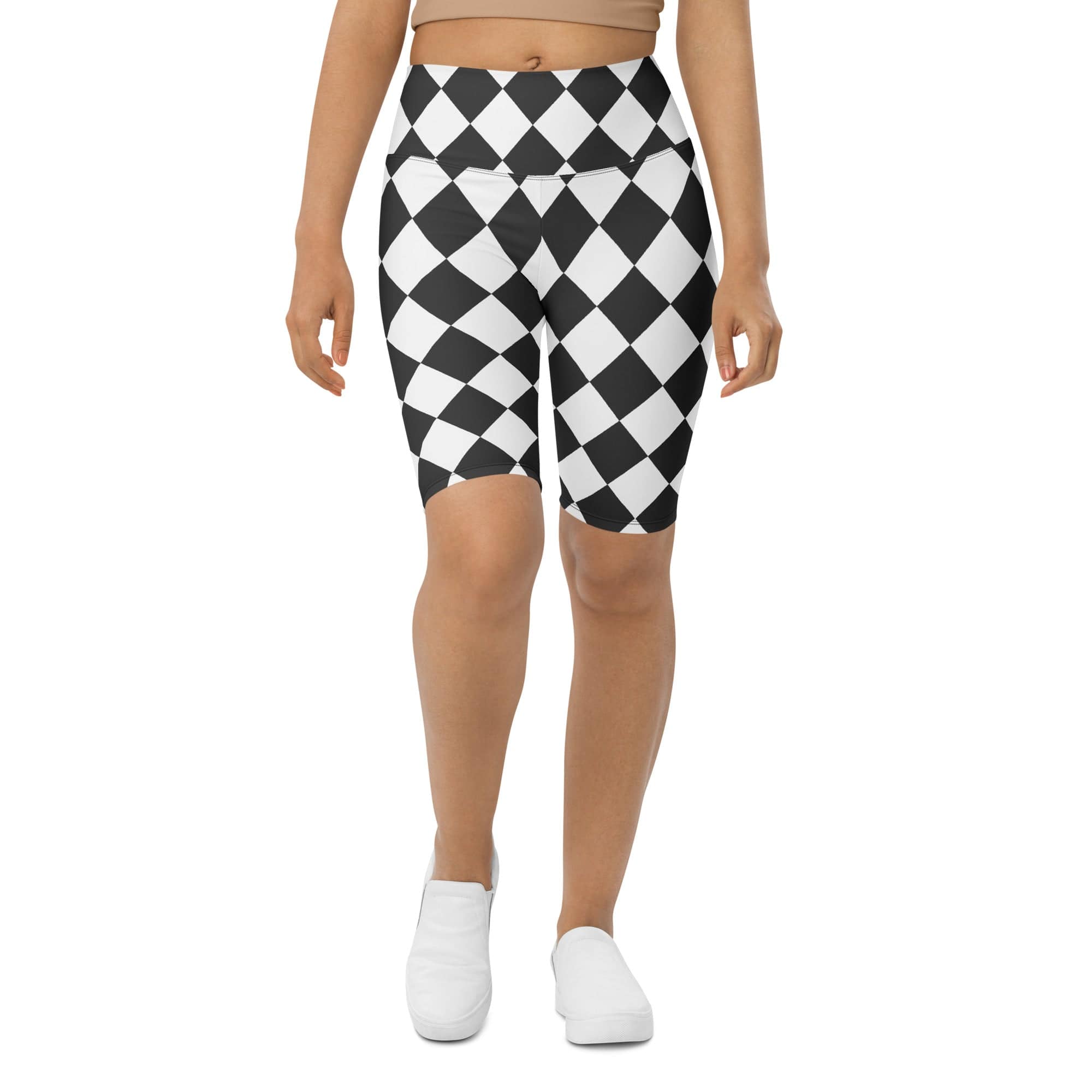 Black & White Harlequin Biker Shorts